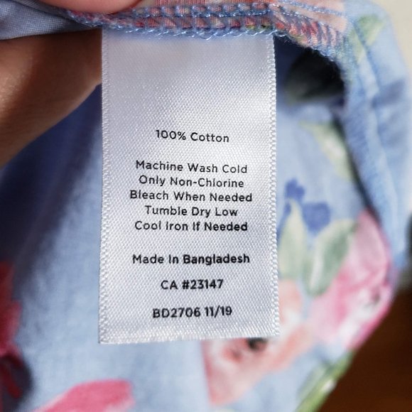 Talbots Floral Cotton Roll-tab Sleeve Blouse M - Picture 9 of 9